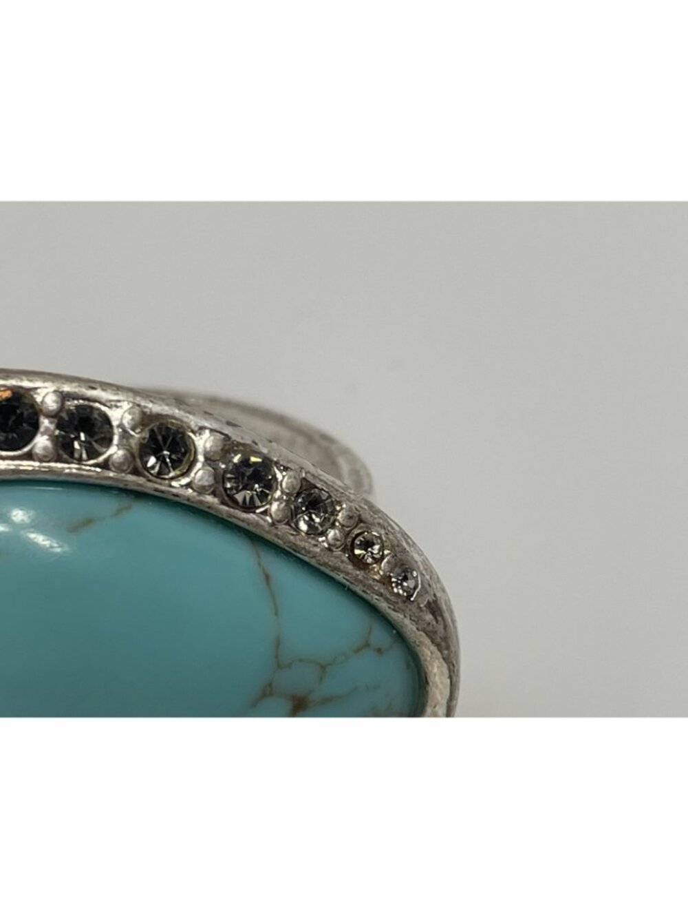 Lia Sophia "River Rock" Ring Genuine Turquoise Size 8 Matte Silver Retired - Picture 5 of 10